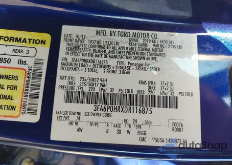 2013 Ford Fusion Se z USA, uszkodzony, nr VIN 3FA6P0HRXDR116875